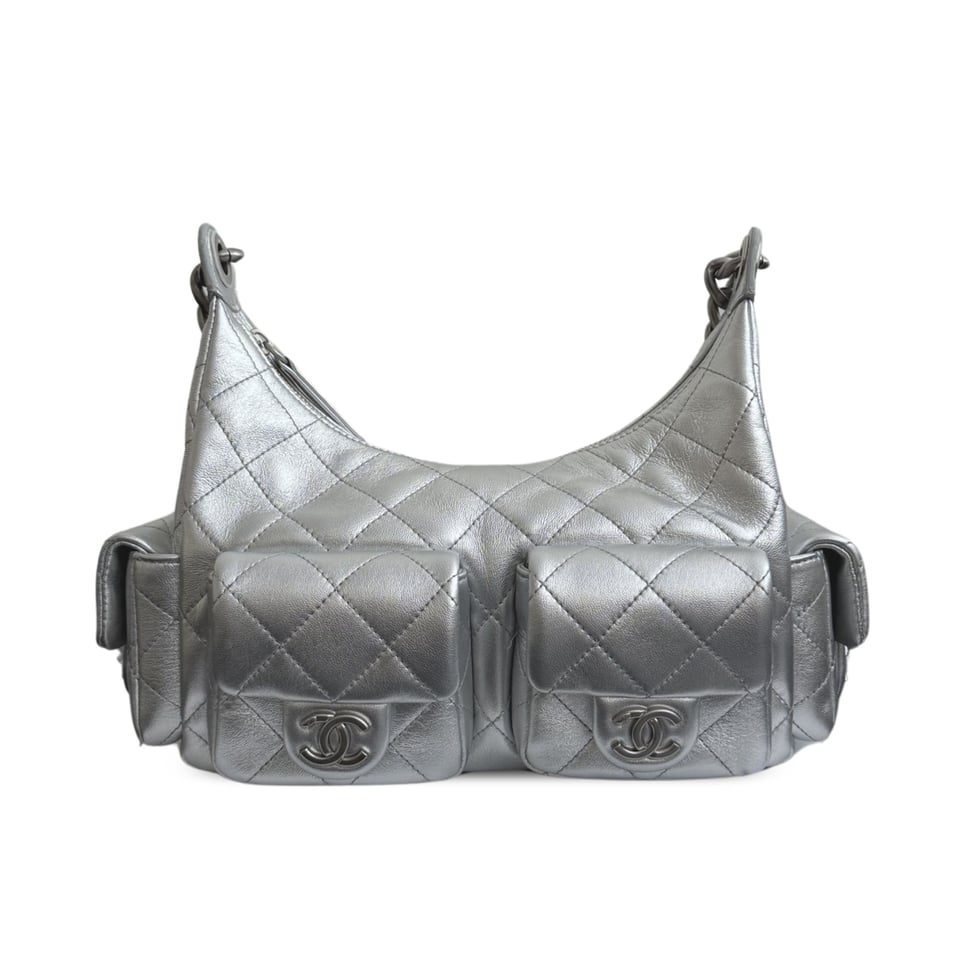 Chanel 25C Hobo Bag Silver Spring/Summer 2025 Collection 32cm/12.2cm