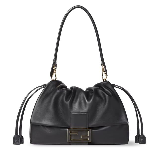 Fendi Mamma Baguette Large Black Nappa Leather Bag 31.5cm