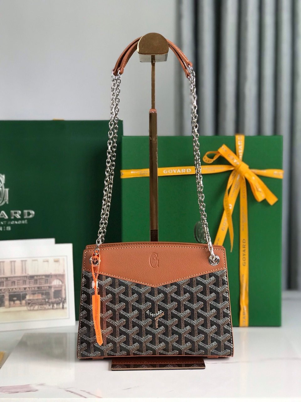 Goyard Rouette Structuré Mini Bag 21 Cm Black Goyardine Canvas And Tan Calfskin view 10