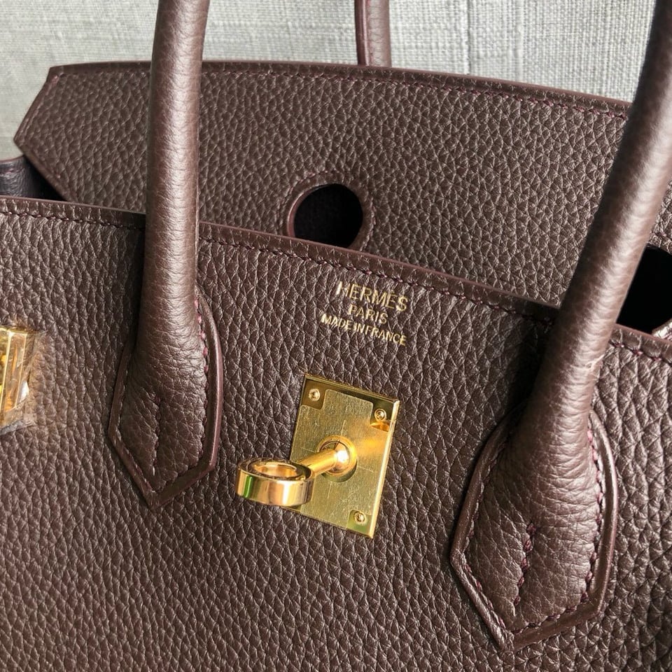 Hermes Birkin 25Cm Cafe Togo Leather Gold Hardware view 5