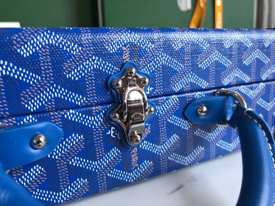 Goyard Grand Hôtel Trunk Bag 24.5cm Blue Goyardine Canvas And Calfskin view 9