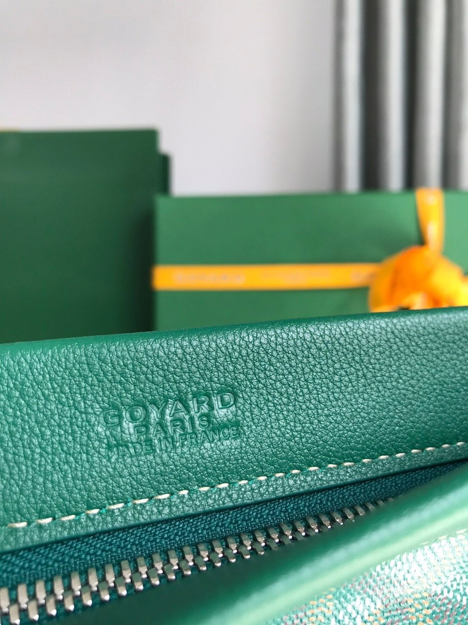 Goyard Conti Pouch 24 Cm Green Lambskin And Goyardine Canvas view 8