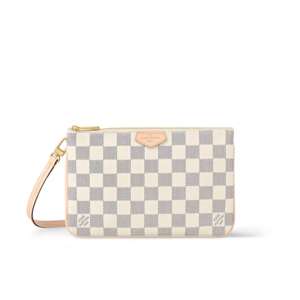 Louis Vuitton Damier Azur Double Zip Pochette 20Cm N60460