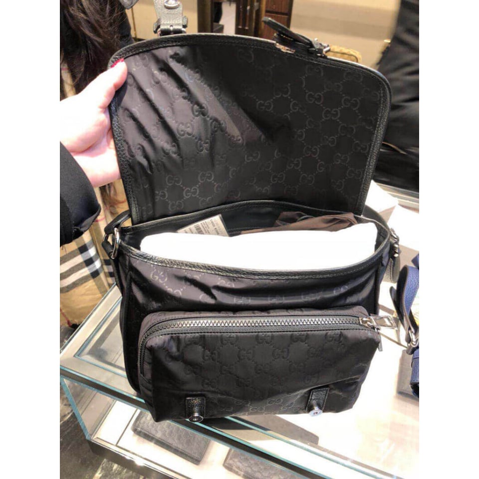 Gucci GG Guccissima Black Nylon Small Messenger Bag 510335 view 16