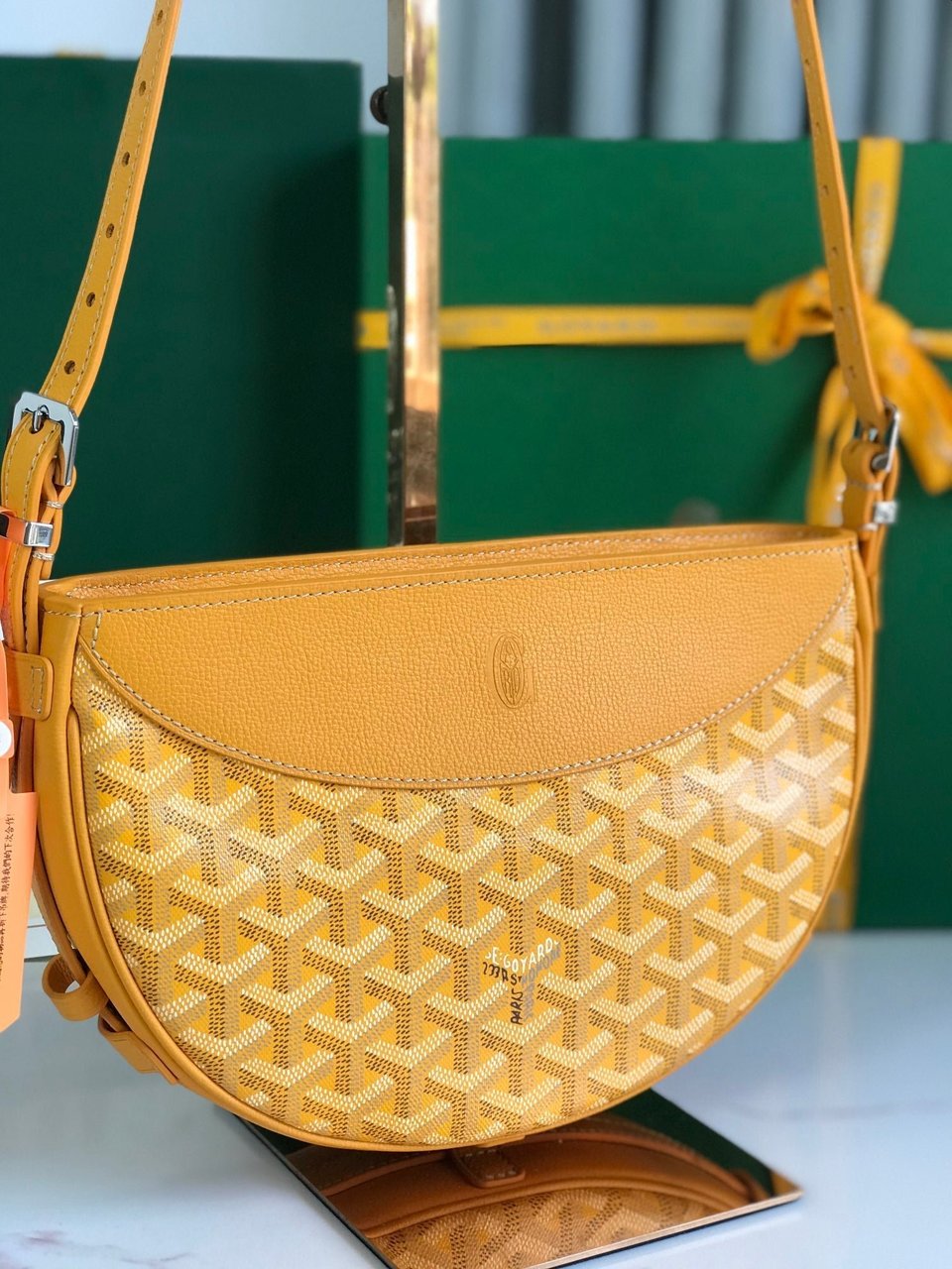 Goyard Hirondelle Bag 25 Cm Yellow Lambskin And Goyardine Canvas view 5