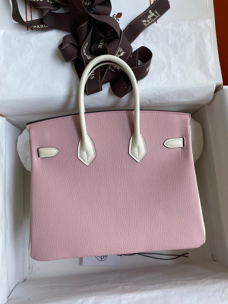 Hermes Birkin 25Cm Light Pink Chevero Mysore Leather Gold Hardware view 10