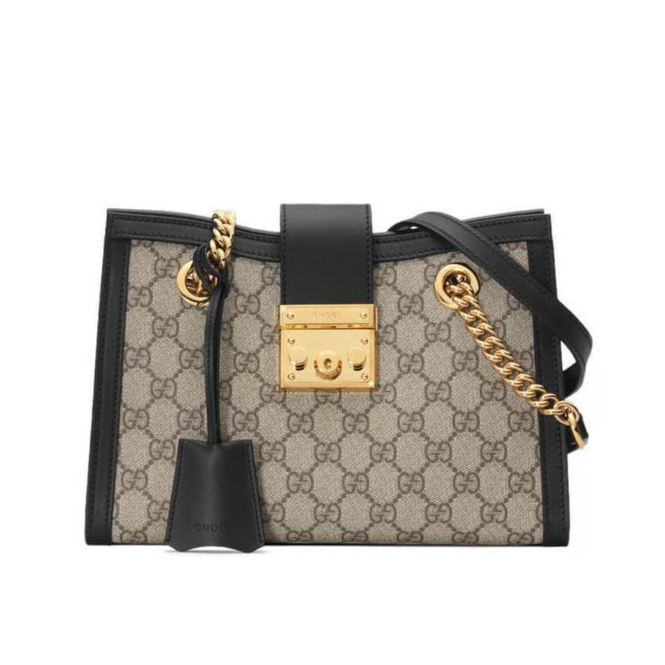 Gucci GG Supreme Padlock Small Shoulder Bag Black 26cm view 2
