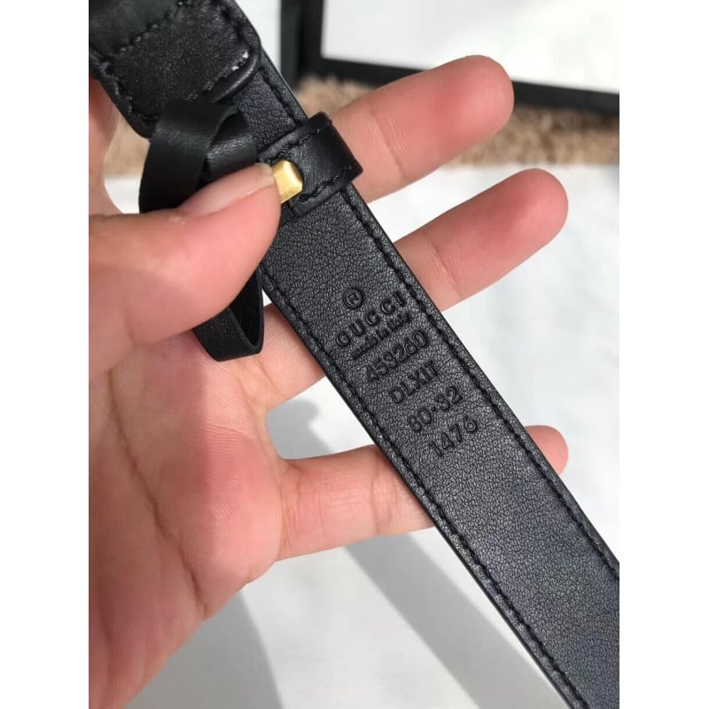 Gucci 20mm Leather Belt With Pearl Double G 453260 view 7