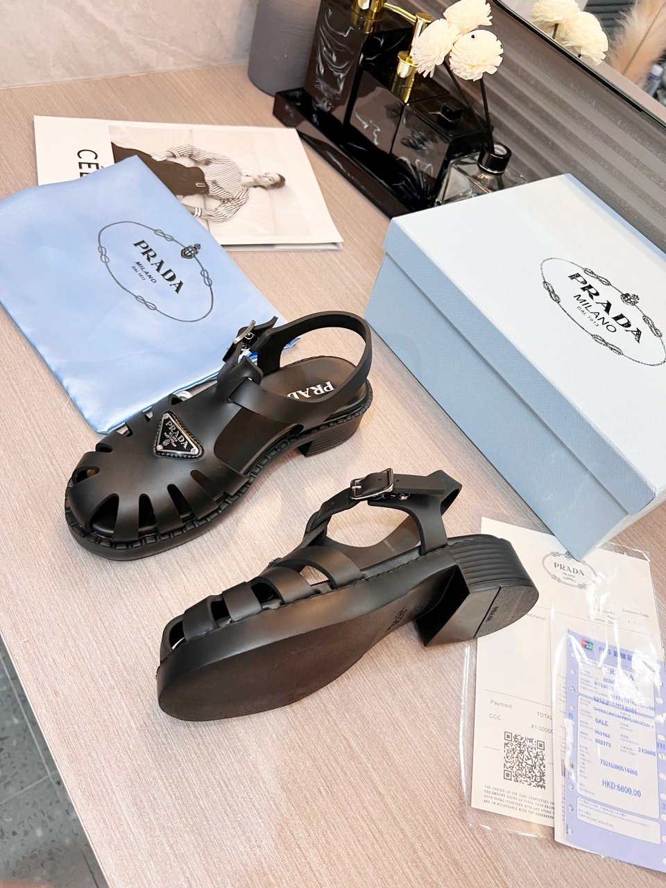 Prada Sporty Foam Rubber Sandals Black 1X857M 3Lkk F0002 F 050 view 9