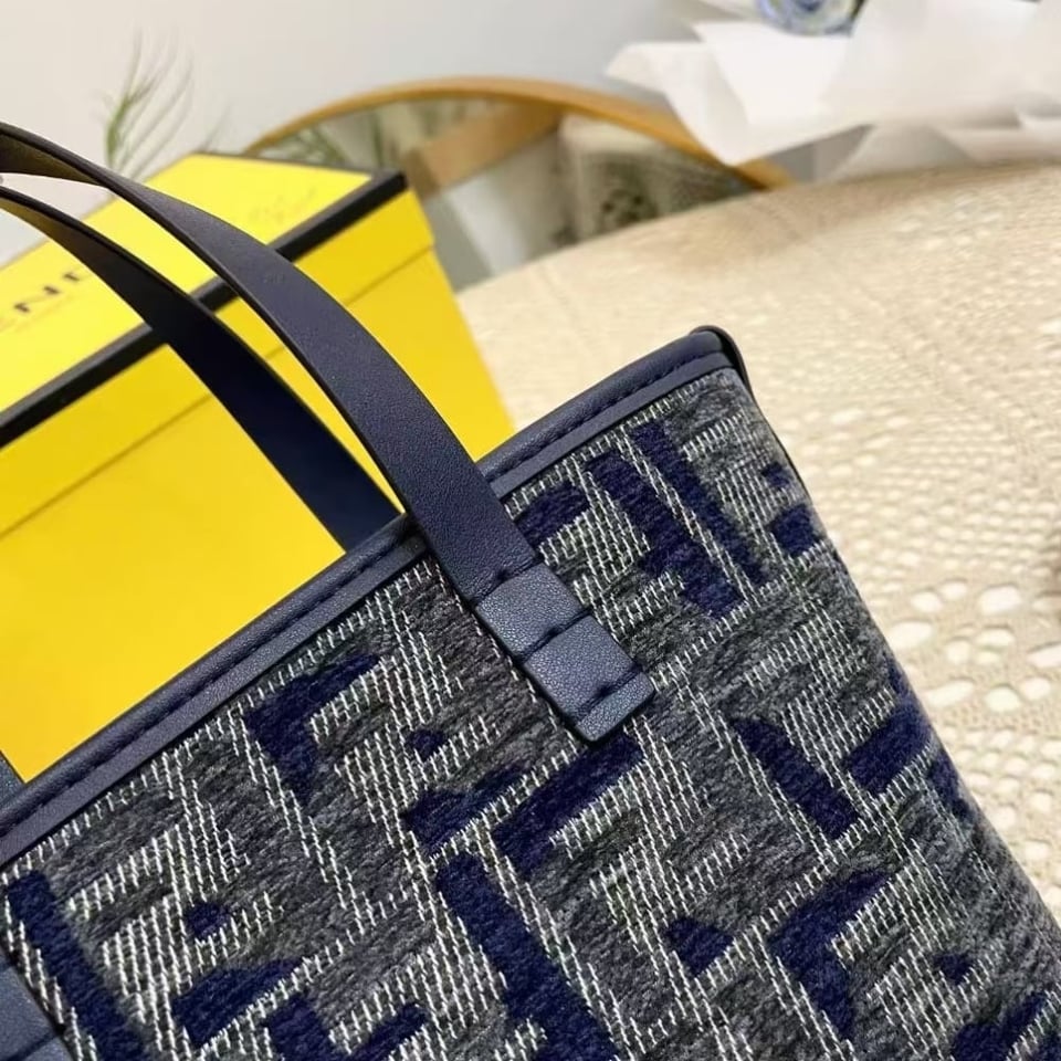 Fendi Roll Mini Ff Chenille Bag Dark Blue 16Cm view 7