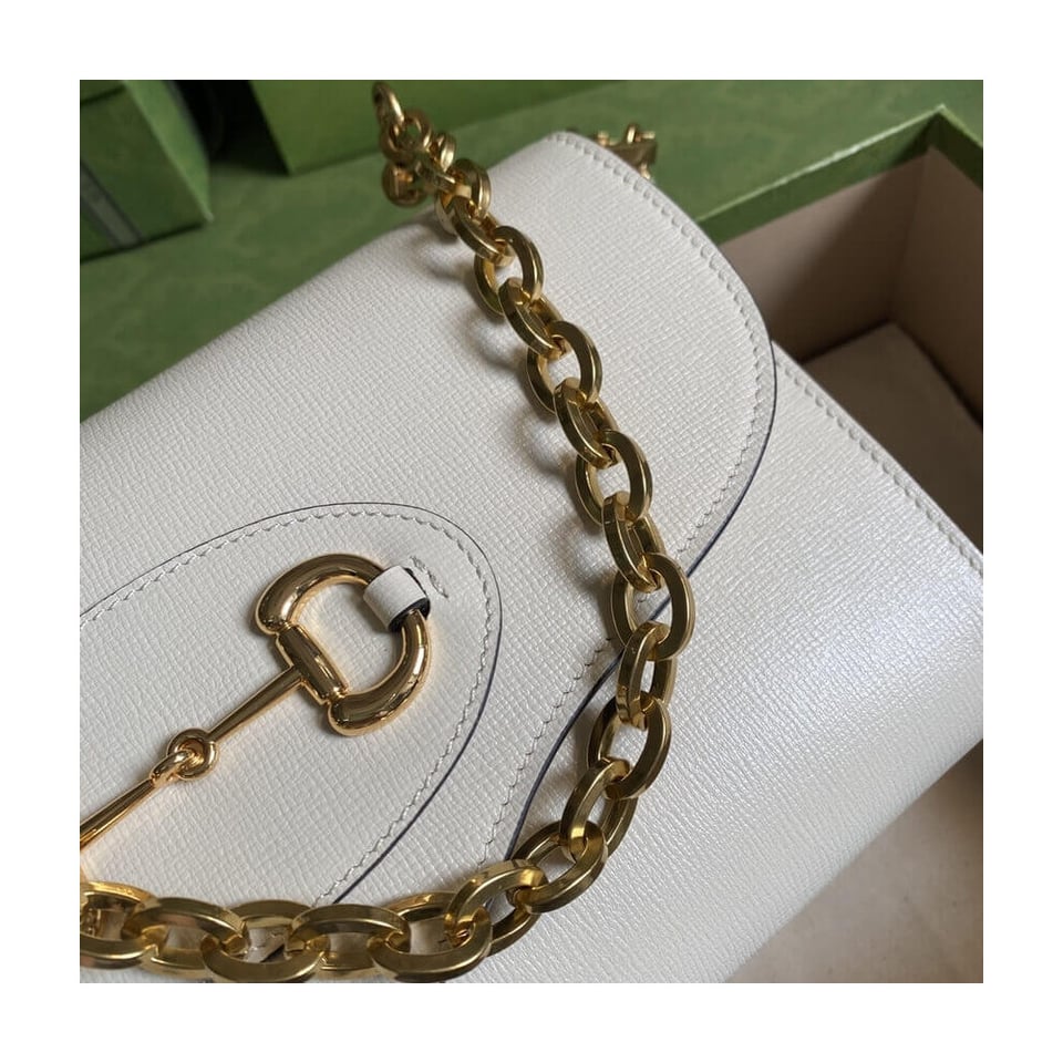 Gucci Horsebit 1955 Small Bag In White Leather view 11