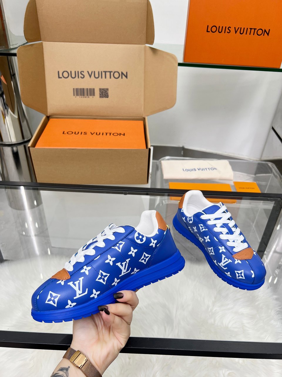 Louis Vuitton LV Trainer Sneaker Blue Monogram – Leather – Women’s Shoes view 7