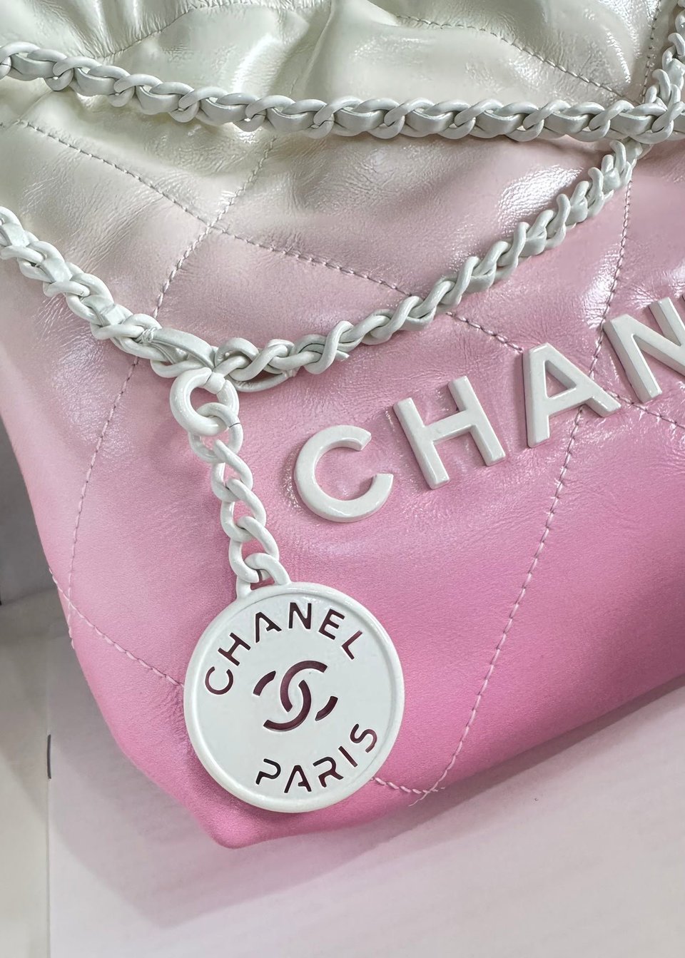 Chanel Hobo Mini 20Cm Pink White Lambskin view 4