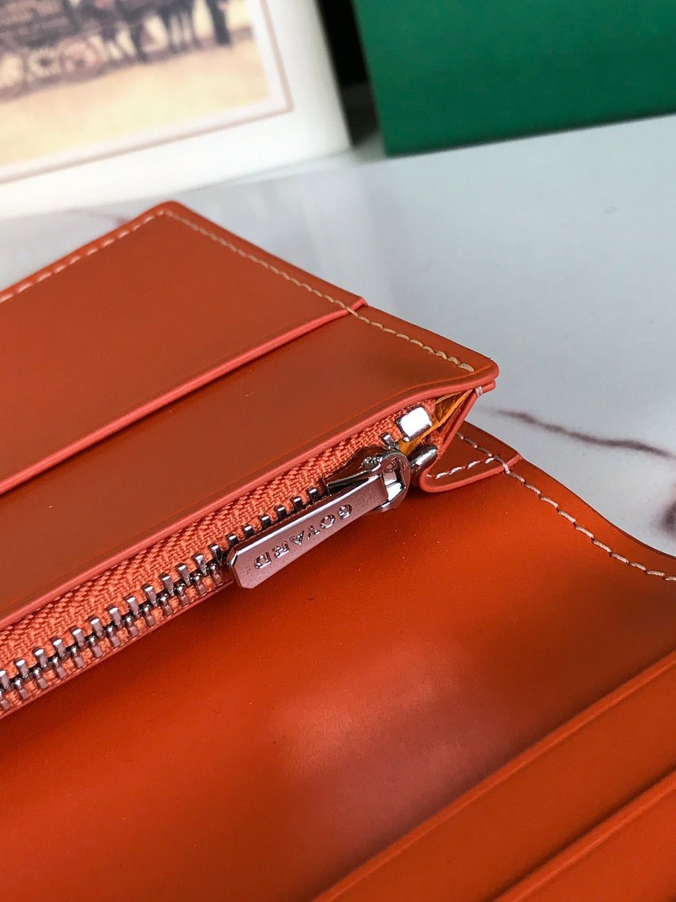 Goyard Richelieu Wallet 19 Cm Orange Goyardine Canvas view 6