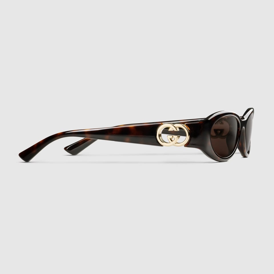 Gucci Tortoiseshell Oval Frame Sunglasses GG1660S view 3