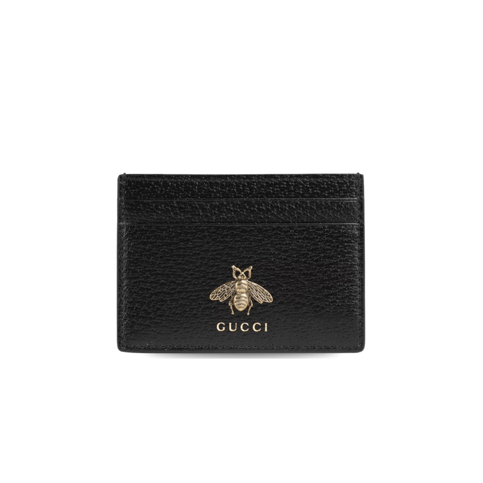 Gucci Animalier Card Case Black with Metal Bee 4in/10cm For Men view 2