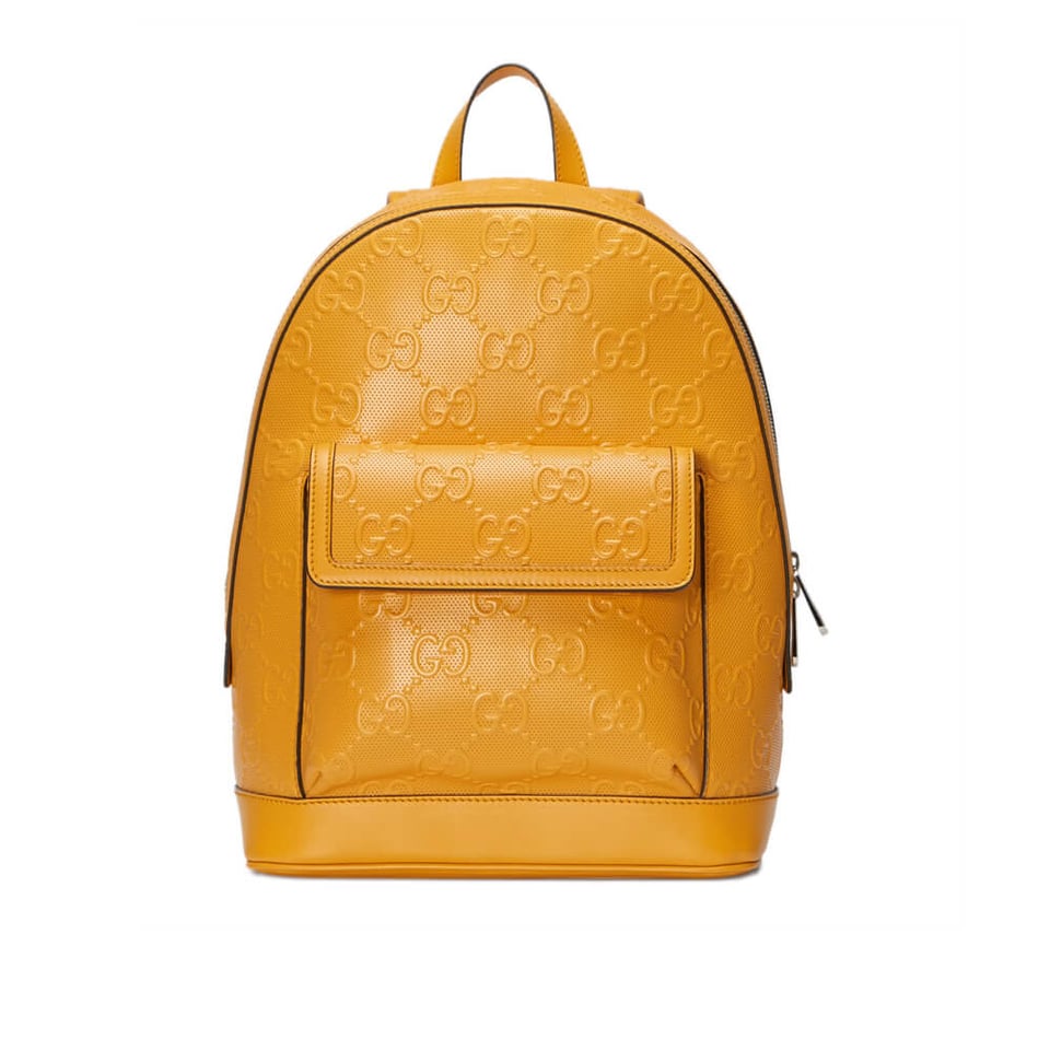 Gucci GG Embossed Backpack in Yellow Leather view 2