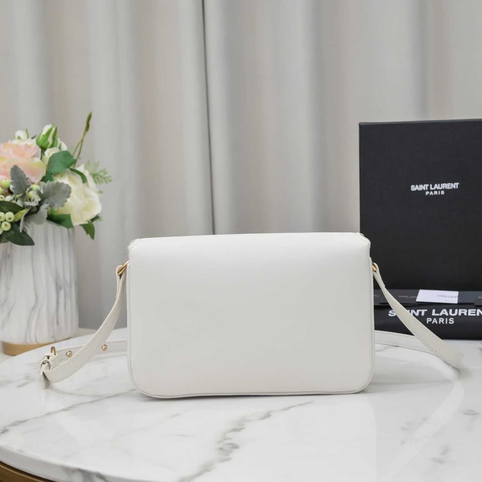 Saint Laurent Le Maillon Satchel In Smooth Leather Blanc Vintage view 6