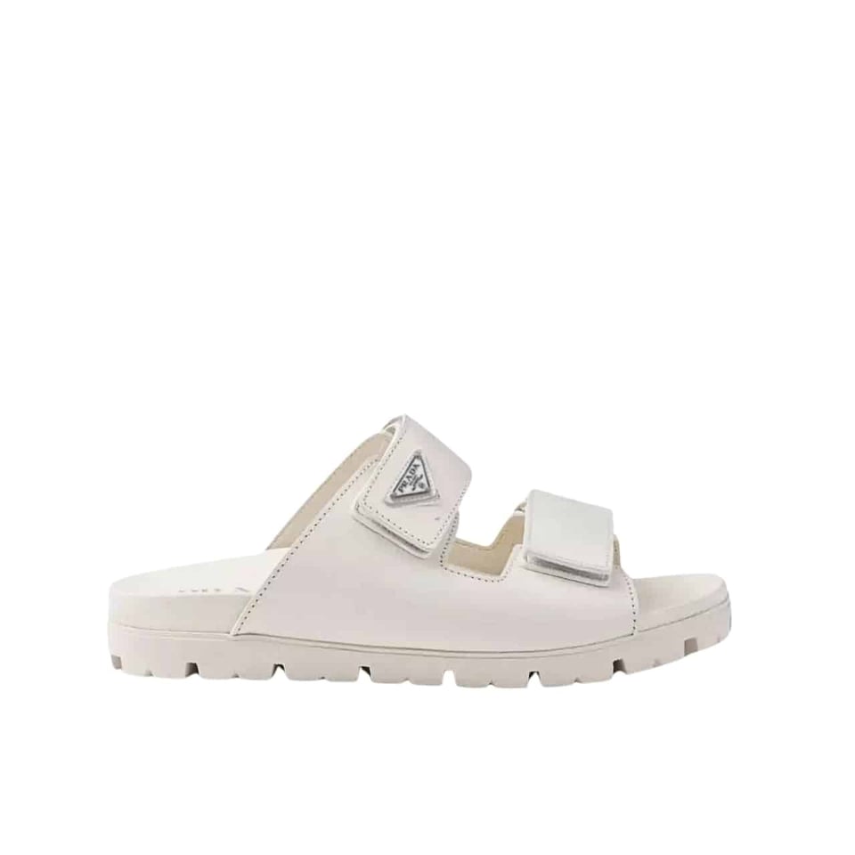 Prada Leather Strap Sandals White view 2
