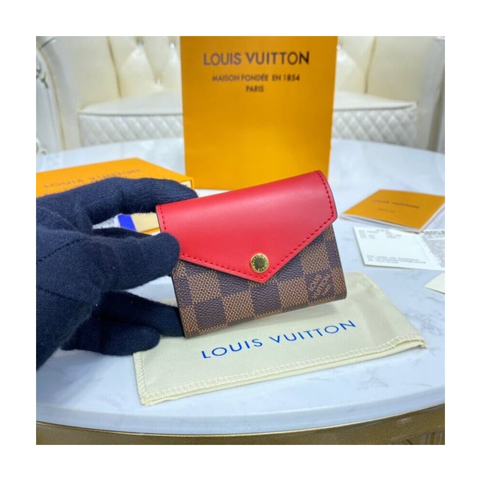Louis Vuitton Damier Ebene Zoe Wallet Red view 3