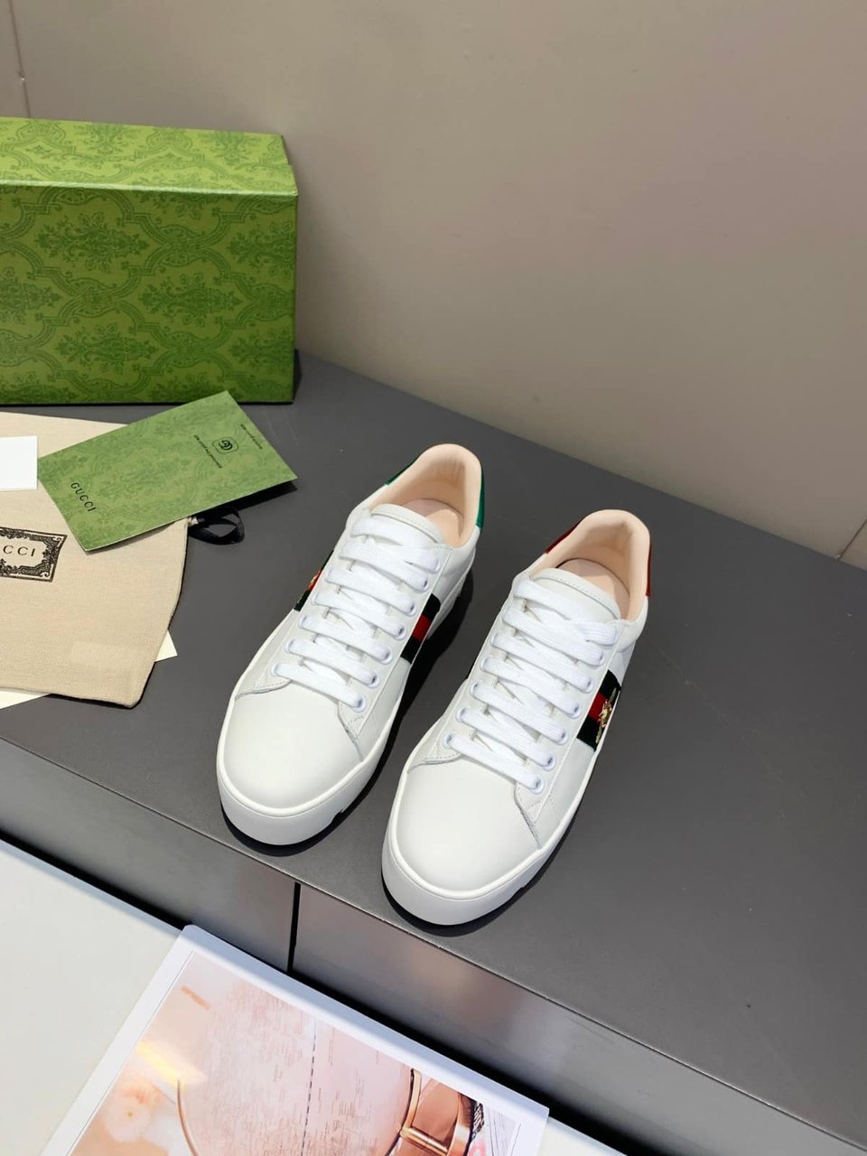 Gucci Ace Embroidered Platform Sneaker ?White 577573 Dope0 9064 view 6