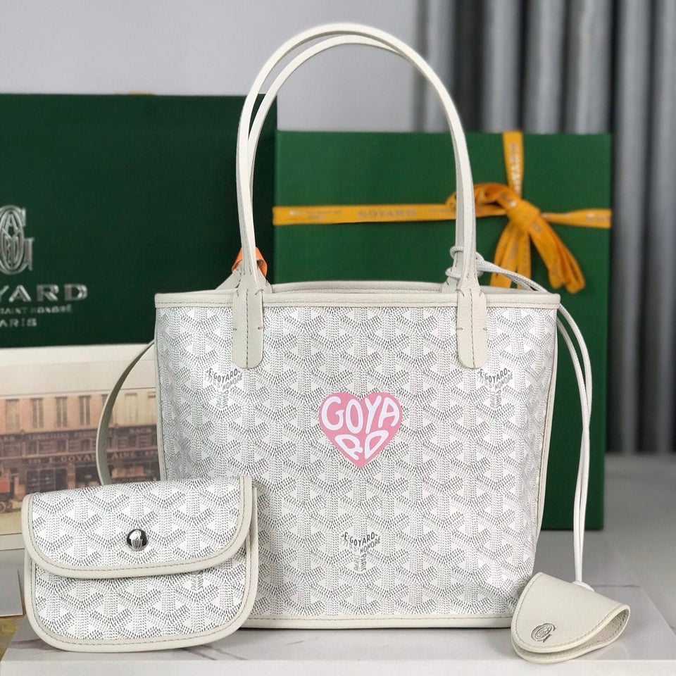Goyard Anjou Mini Bag 20cm White Calfskin And Goyardine Canvas view 2
