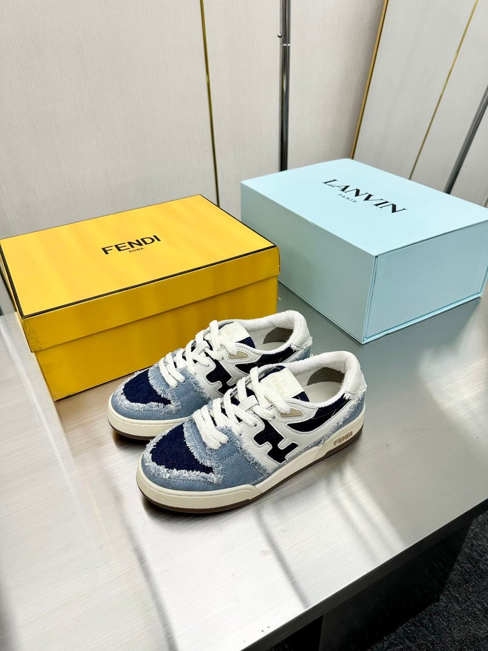 Fendi Match Suede Low Tops Denim Blue 7E1495Amf1F1Jid view 4