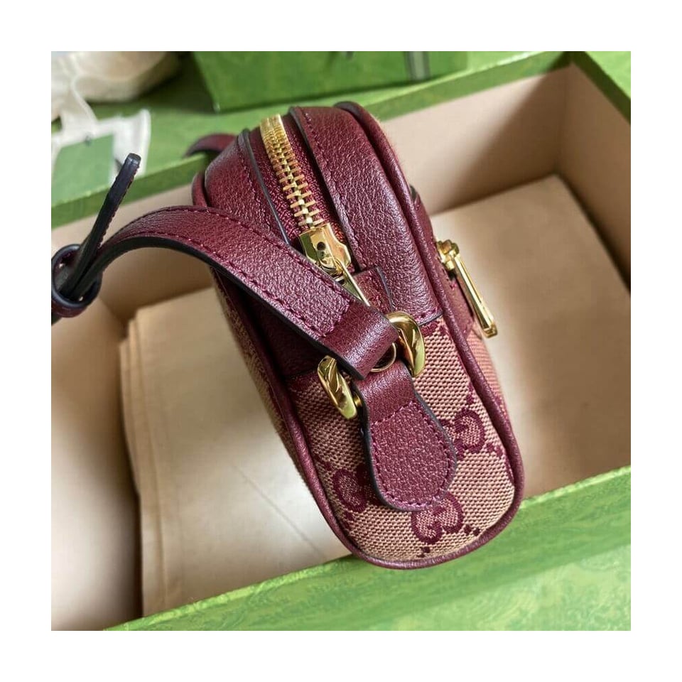 Gucci Ophidia Mini Bag With Web Burgundy view 7