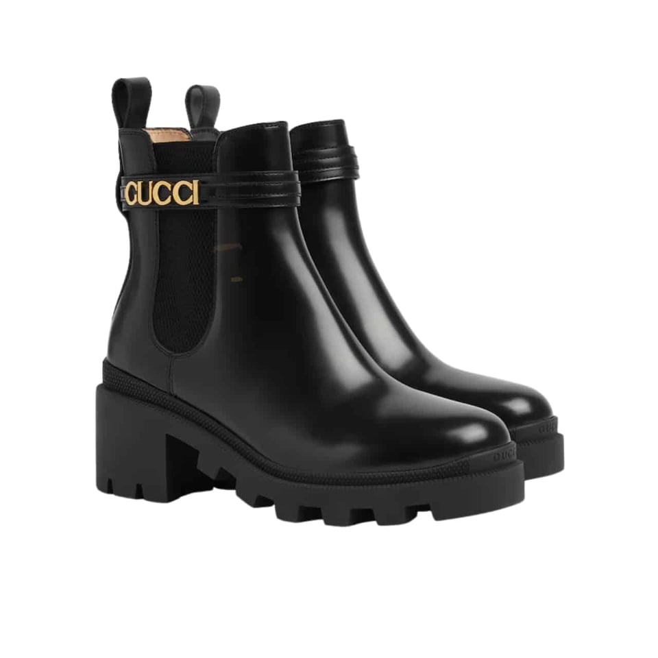 Gucci Mid Heel Boot With Logo Black? 734909 Aabk6 1000