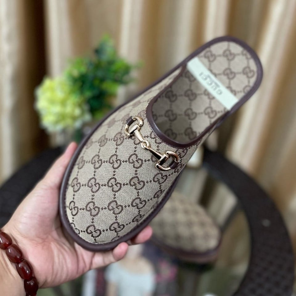 Gucci Gg Slipper Horsebit Canvas Beige 655571 96G60 9762 view 6