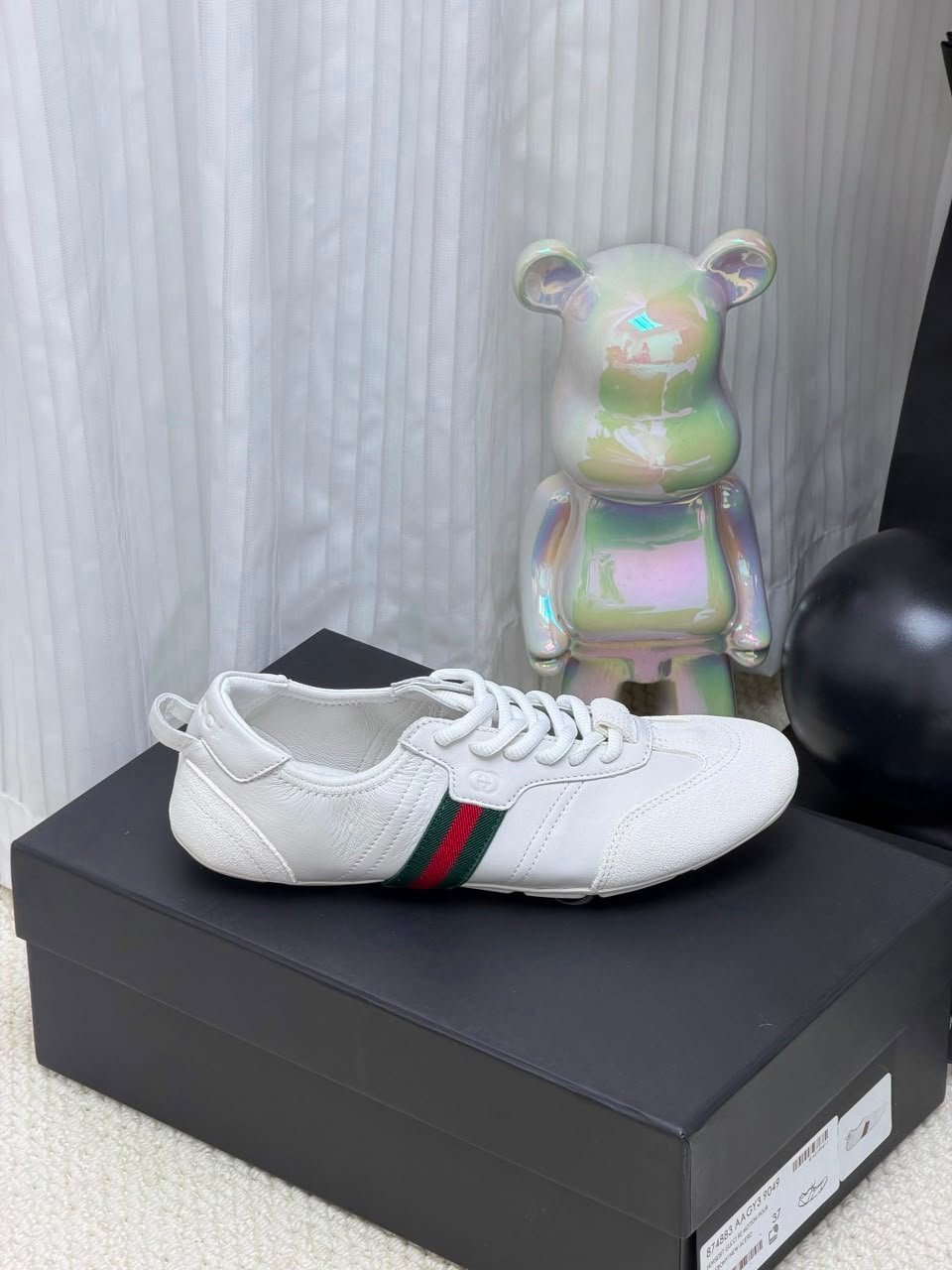 Gucci Flex Sneaker White Suede And Leather 874883 AAGY3 9049 For Women view 3