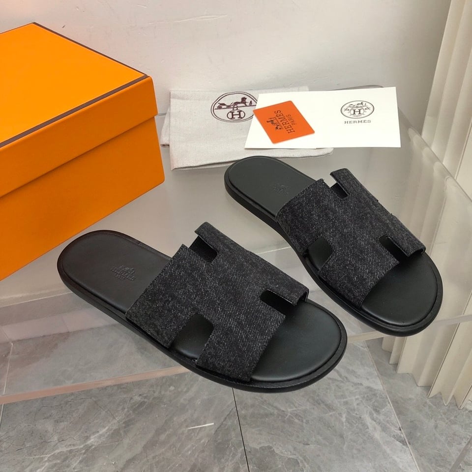 Hermes Izmir Sandal Noir Denim view 11