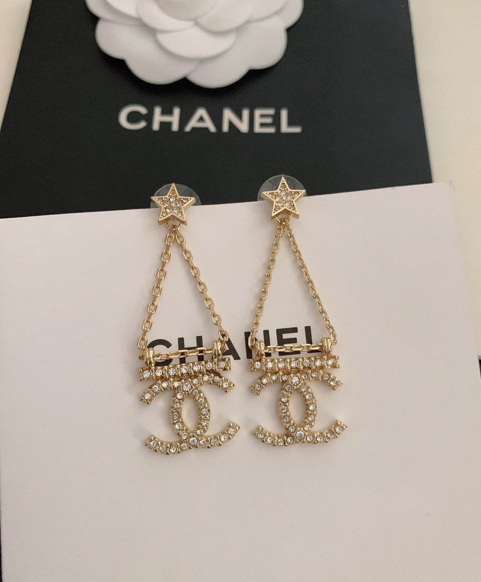 Chanel Star Strass Drop Earrings view 5