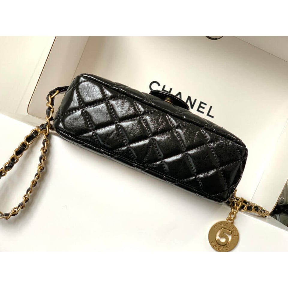 Chanel Small Hobo Bag in Shiny Crumpled Calfskin 19cm/7.5in view 6