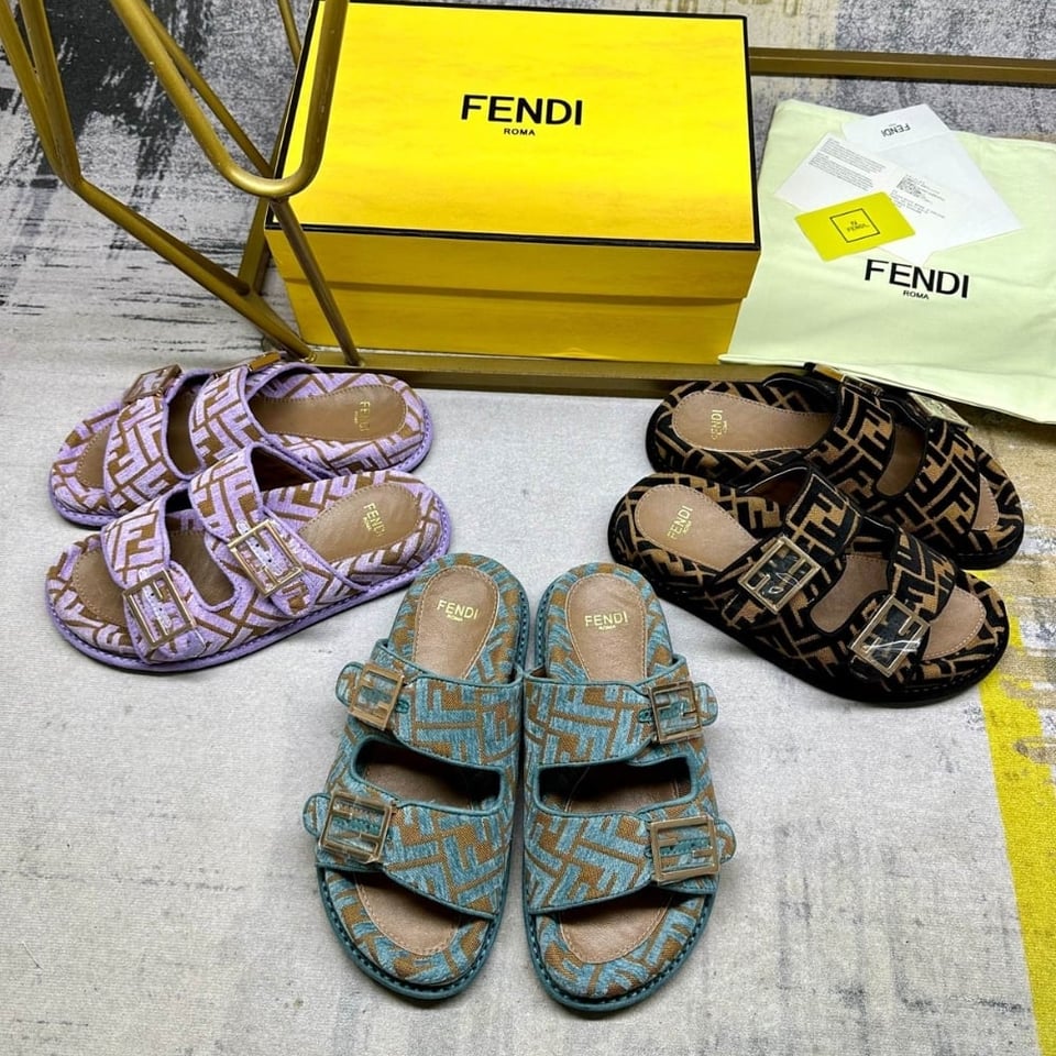 Fendi Feel Ff Jacquard Velvet Slides Light Blue 8X8326Aotmf1R88 view 6