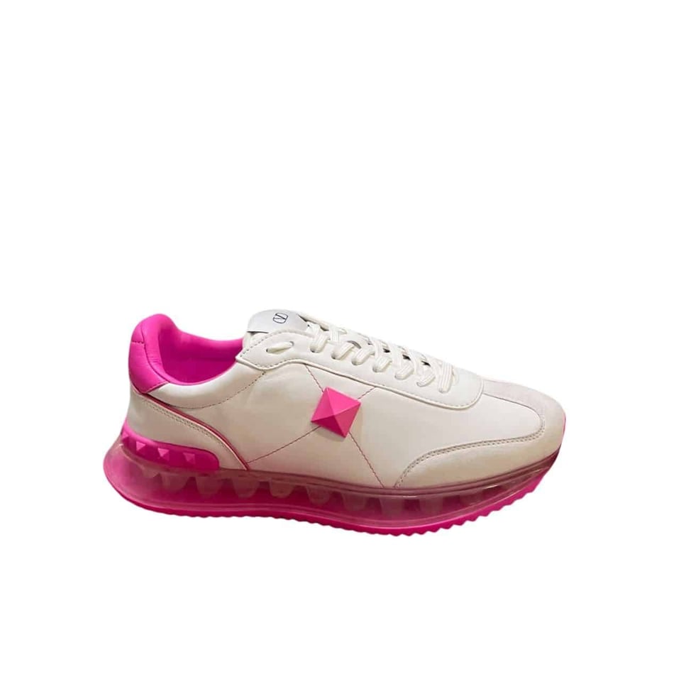 Valentino Garavani Stud Around Low Top Calfskin And Nappa Leather Sneaker Pink view 2