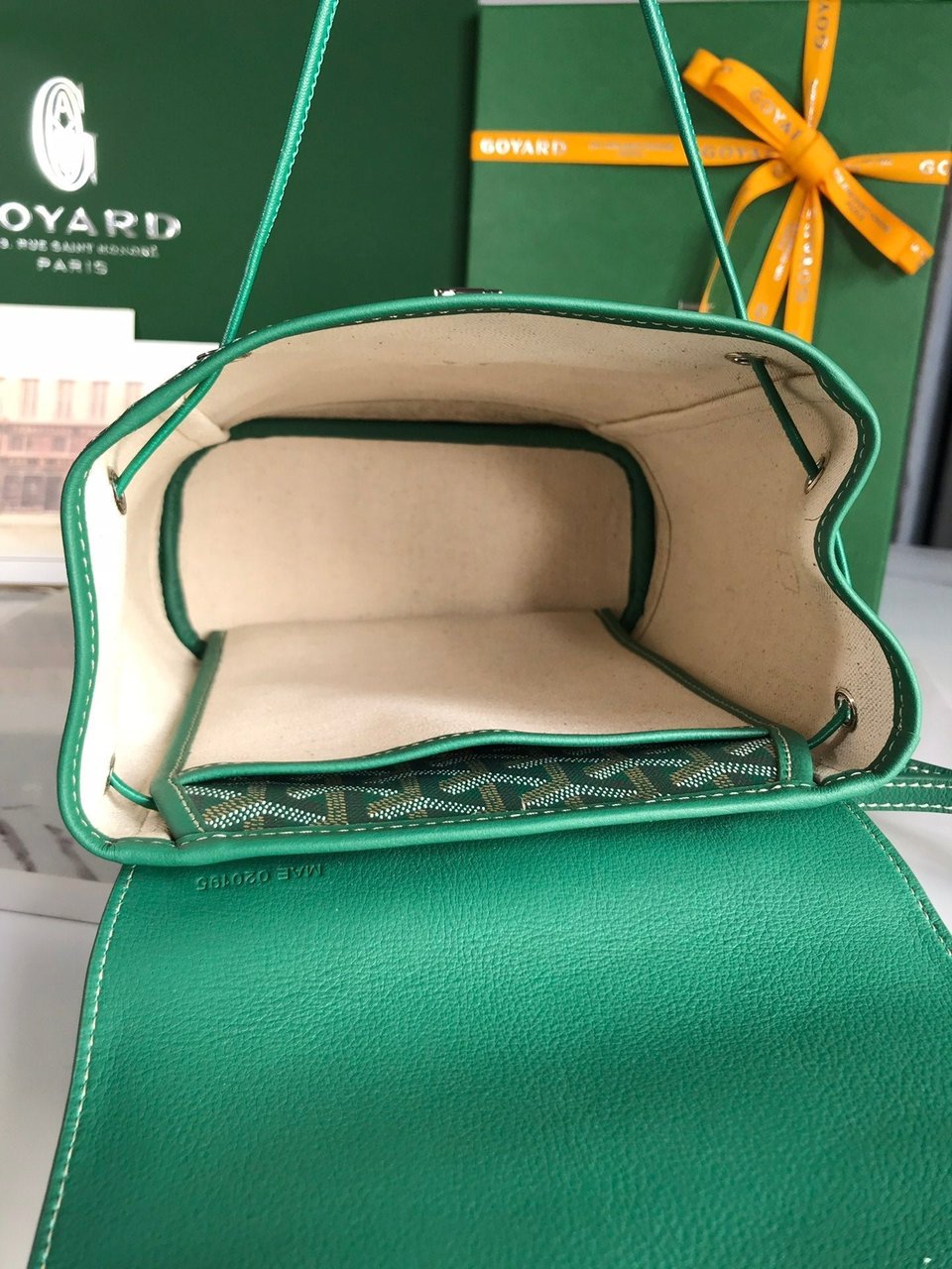 Goyard Alpin Mini Backpack 21 Cm Green Lambskin And Goyardine Canvas view 6