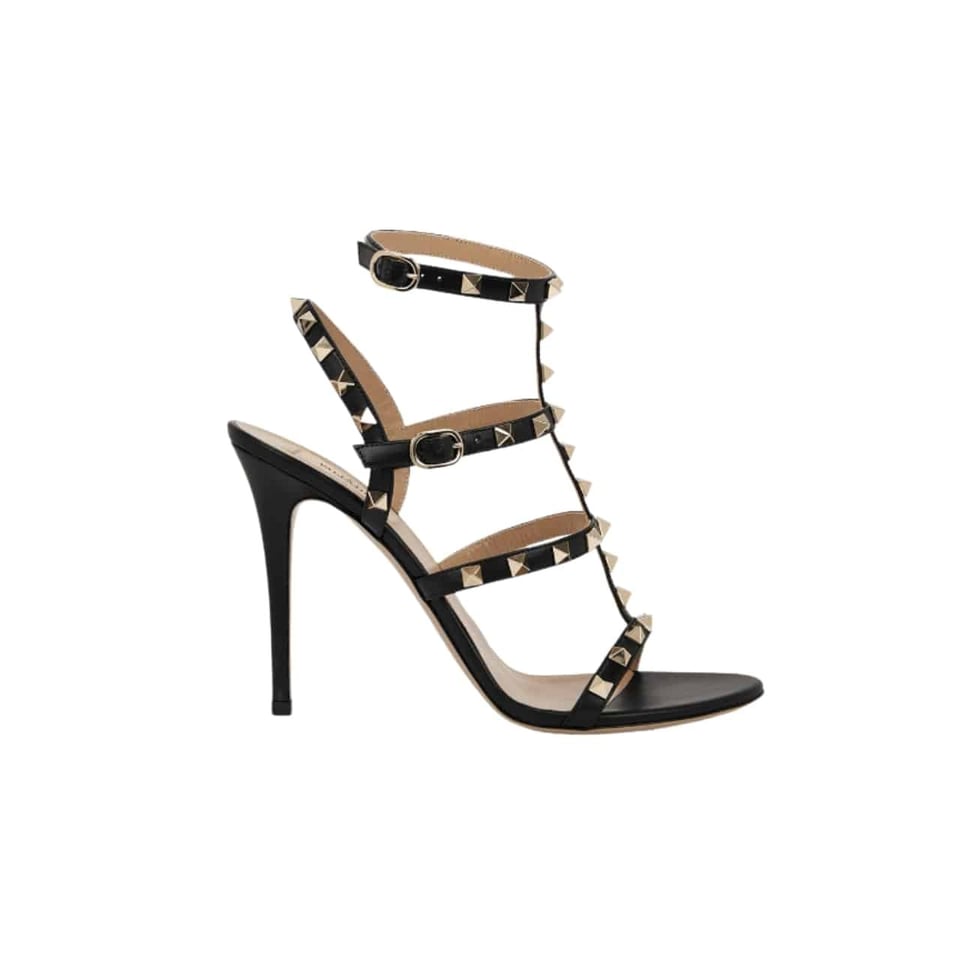 Valentino Garavani Rockstud Leather Sandals Black view 2