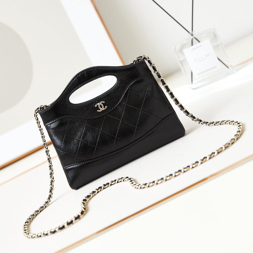 Chanel 24S31 Nano Shopping Bag 17.5Cm Black Lambskin Gold Hardware view 2
