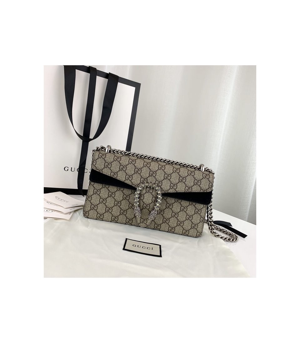 Gucci Dionysus Small Shoulder Bag in GG Supreme with Crystals Black 25cm view 8