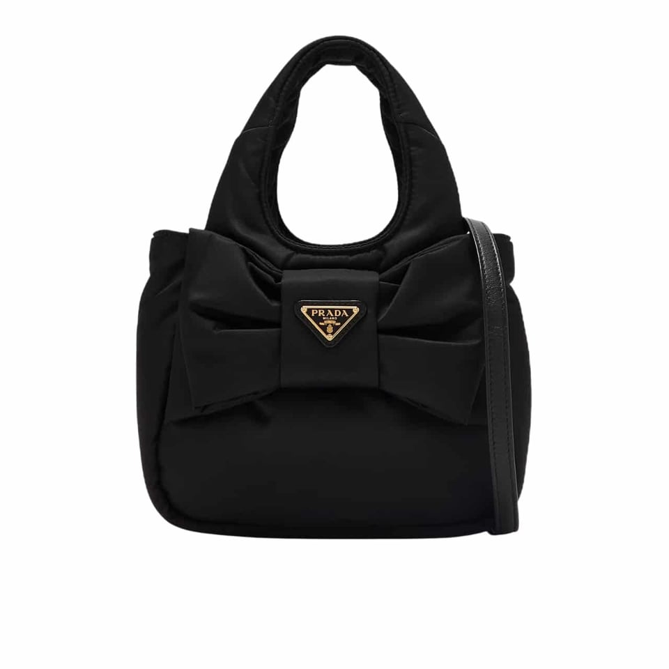 Prada Re Nylon And Nappa Leather Mini Bag With Bow Black 20Cm view 2