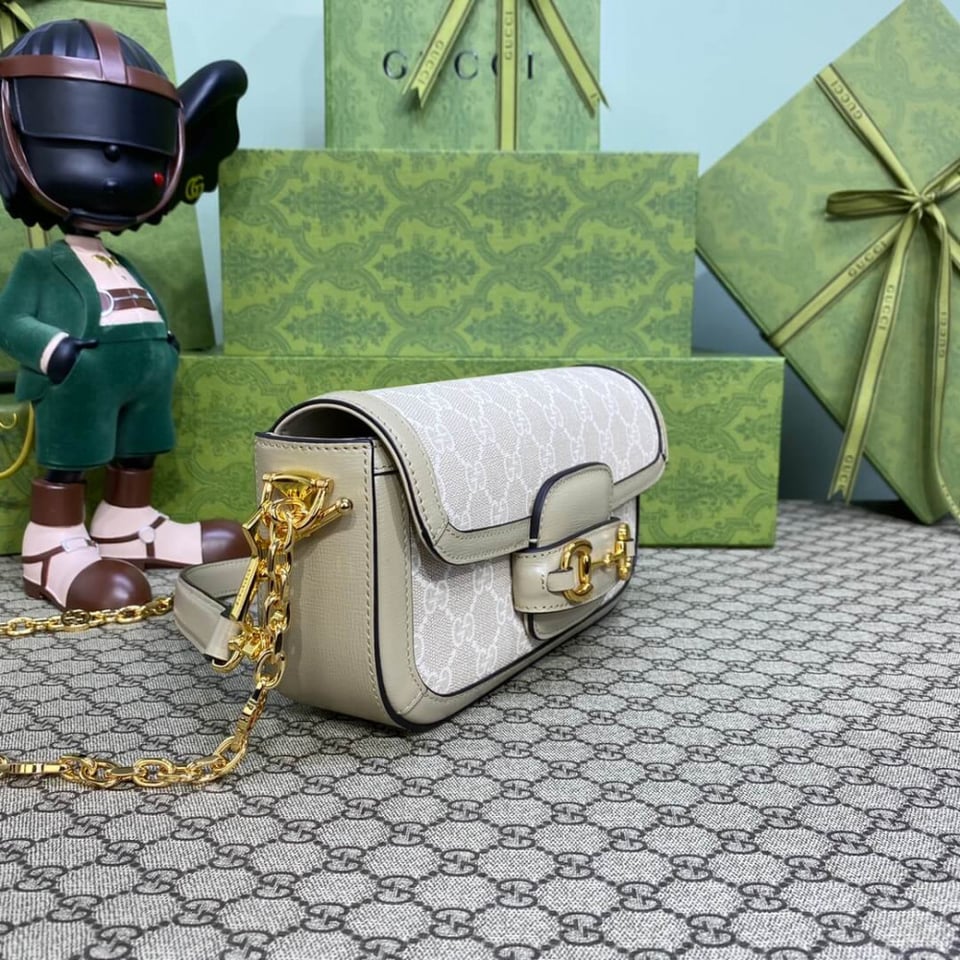Gucci Horsebit 1955 GG Supreme Canvas Should Bag Oatmeal view 8