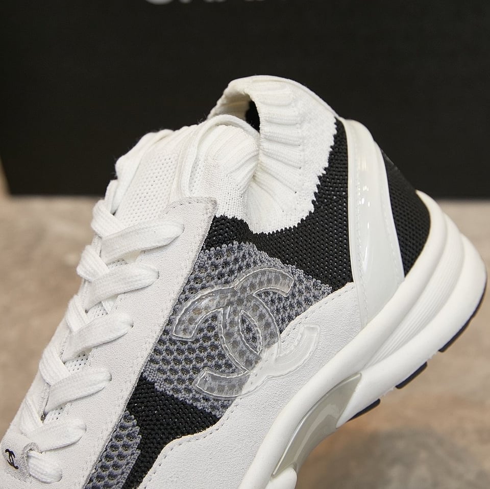 Chanel Cruise Sock Sneakers White Black view 4