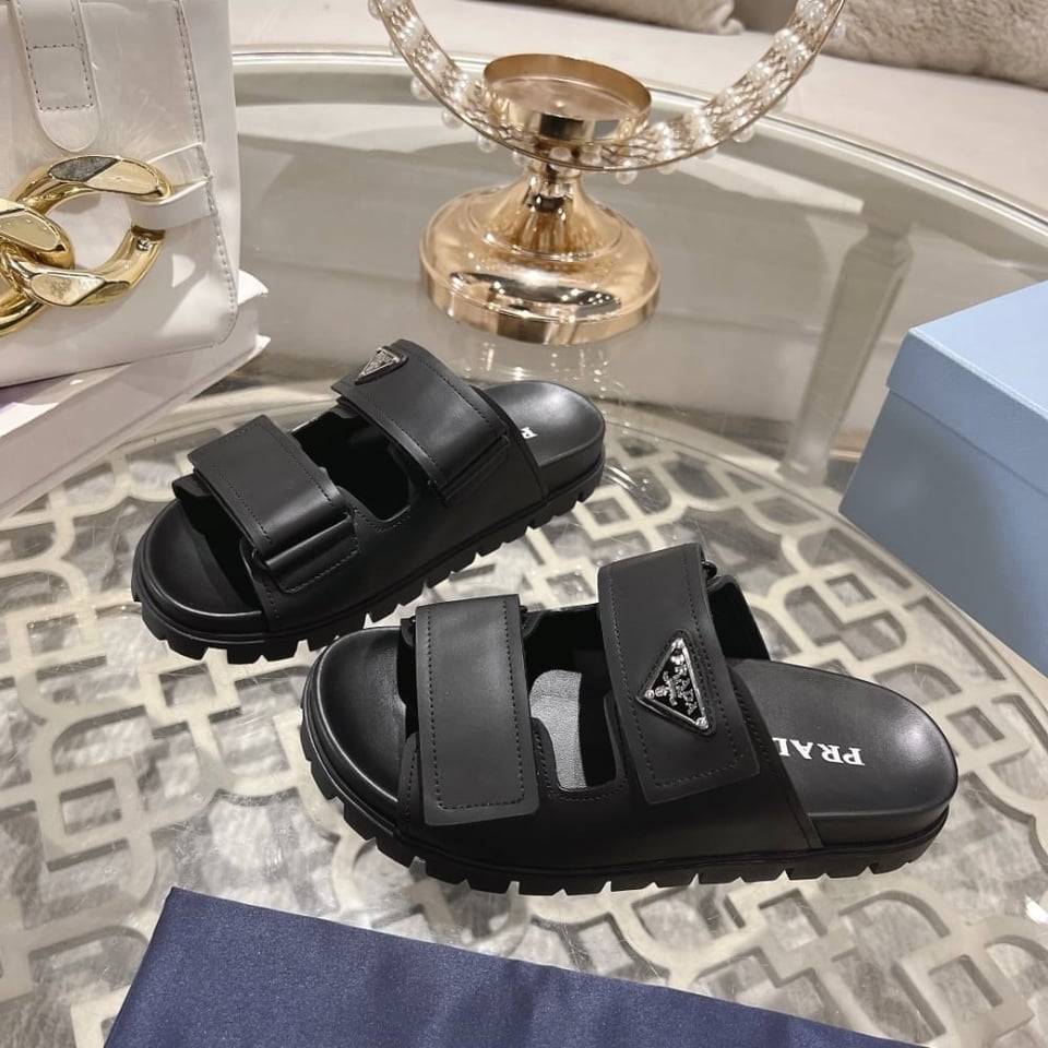 Prada Leather Strap Sandals Black 2X3129 3Lem F0002 view 9