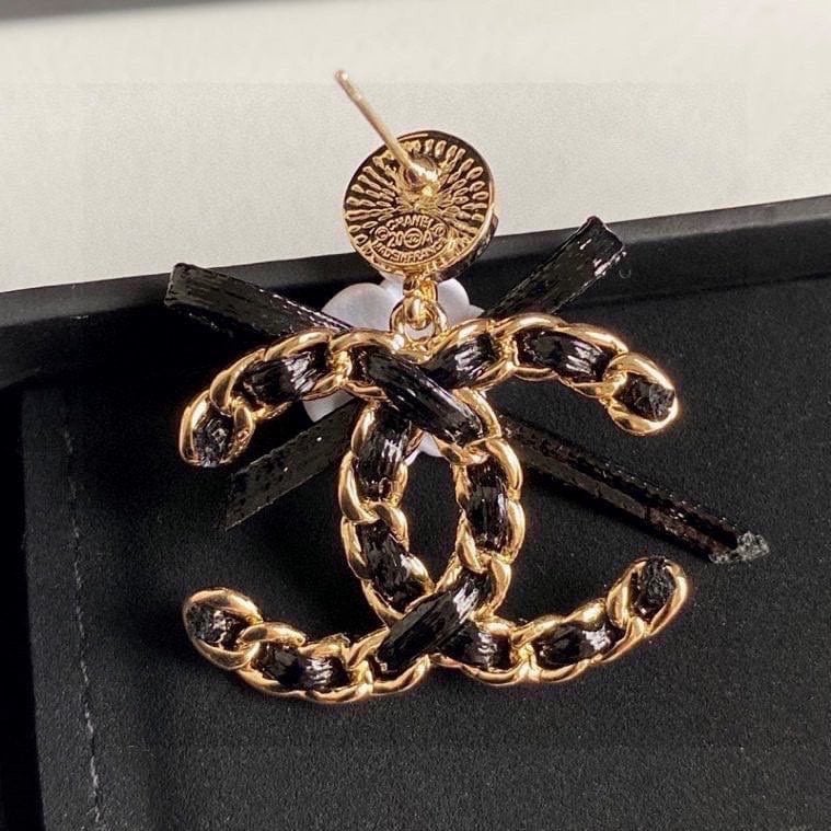 Chanel Cc Black Earrings view 5