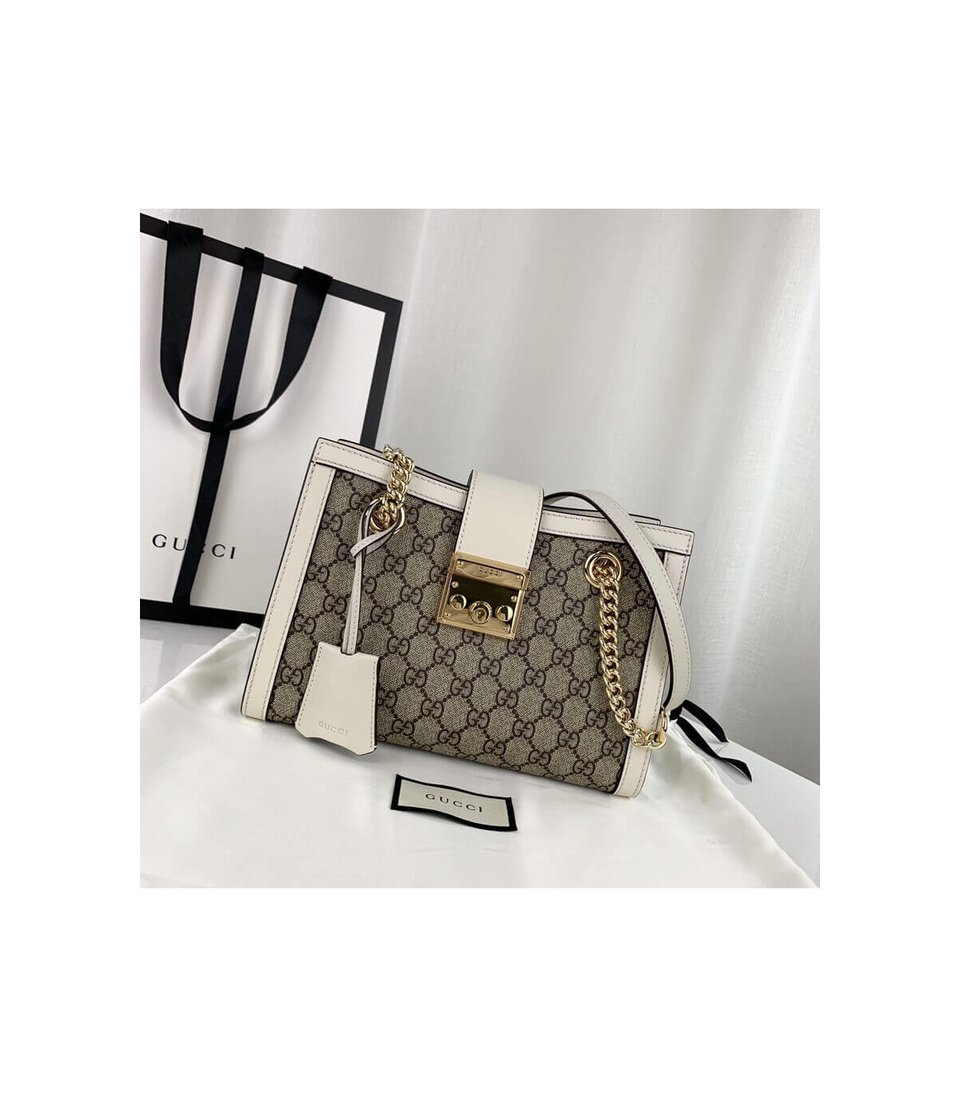 Gucci GG Supreme Padlock Small Shoulder Bag White view 9