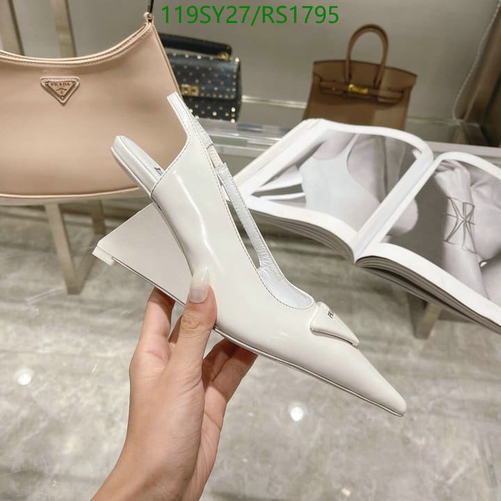 Prada Brushed Leather Slingback Pumps White view 3