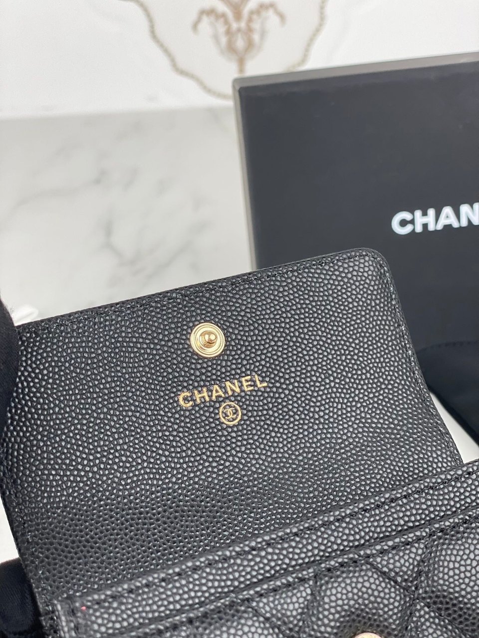 Chanel Flap Card Holder 11 Black Grained Calfskin Gold Icon view 10