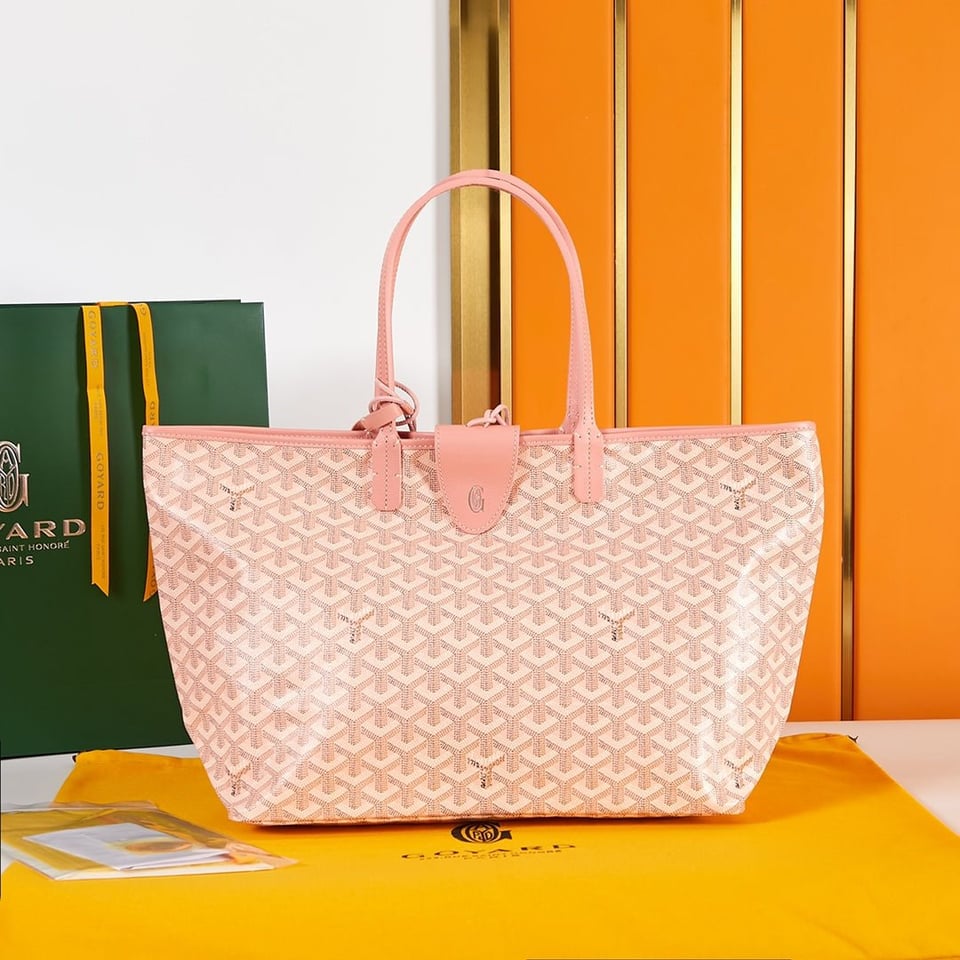 Goyard Saint Louis Pm 34Cm Pink Canvas Chevroches Calfskin view 5