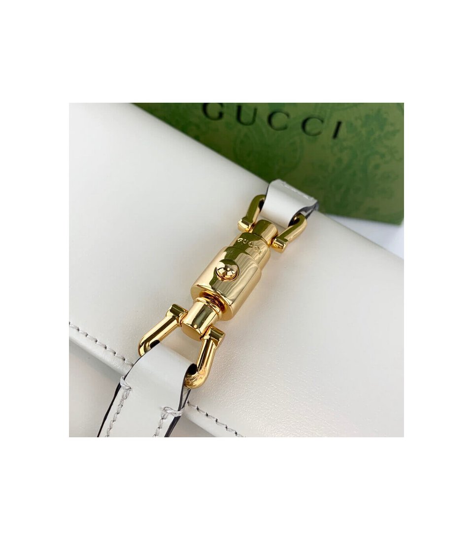Gucci Jackie 1961 White Calfskin Chain Wallet 19cm view 5